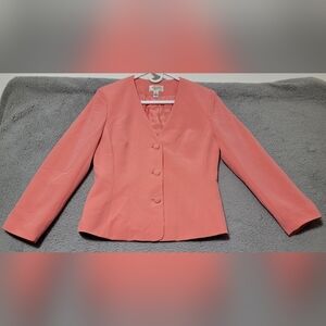 Talbots Petites 100% Silk Peach Pink Blazer Size 6